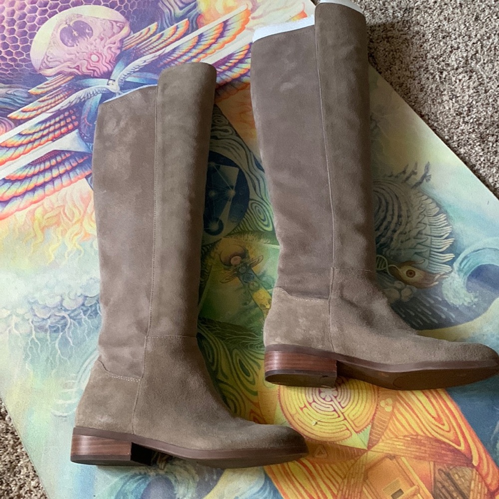 Tall taupe gray suede boots by SOLE/SOCIETY